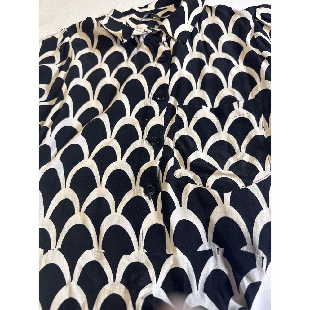 Zara Size M Black White Mini Shirt Dress Clean Girl Old Money Chic Style - Picture 8 of 8